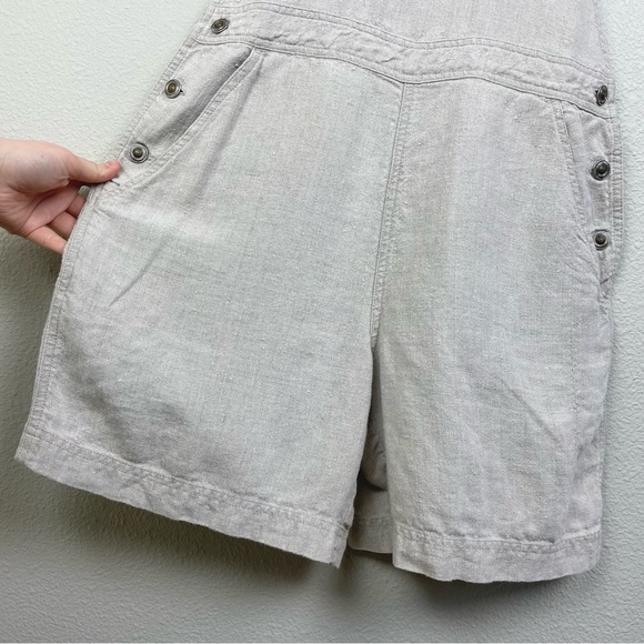 VTG The Territory Ahead Women's Small 100% Linen Tan Cinch Back Overall Shorts - Picture 6 of 16